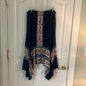 Cato Blue and White Asymmetrical Maxi Skirt